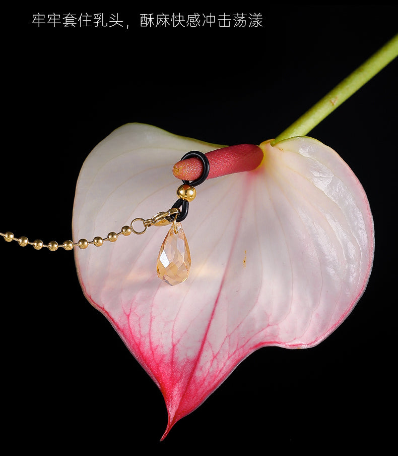 Ships from the USA! 18K gold-plated BDSM Jewelry, Nipple Clamps Rings Necklace Jewelry, Clitoral Stimulation Jewelry, Titanium steel material