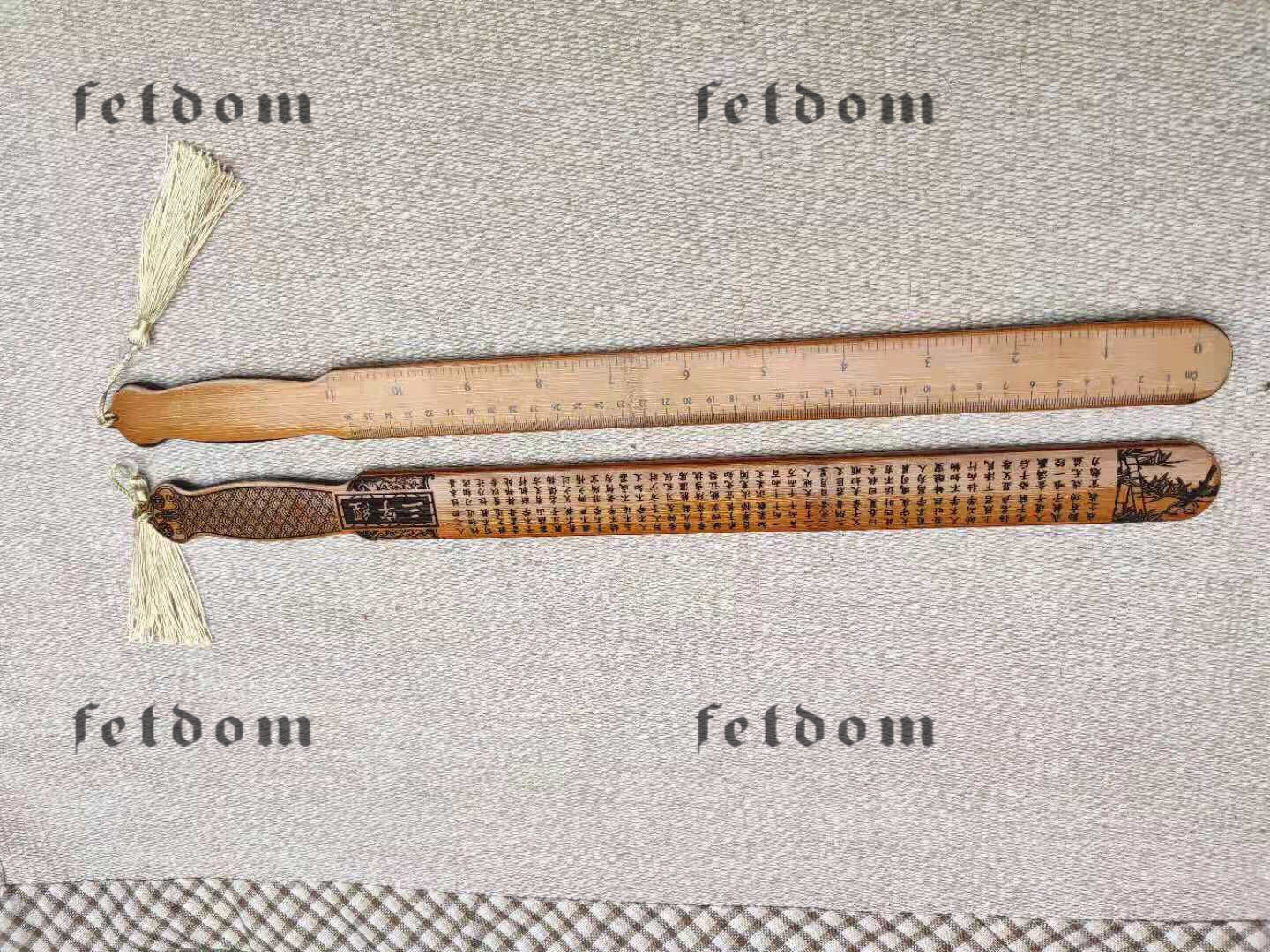 Ships from the USA! Bamboo Ruler Sword Paddle Crafted on both sides with Calligraphy of “Three Character Classic”. Functions as Spanking Ruler, Sword play, Toy for Boys and Girls